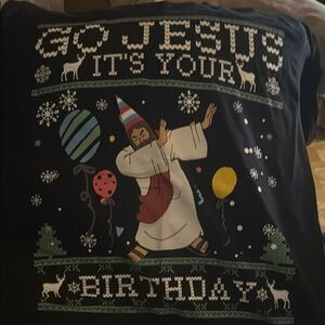 Black Graphic Christmas T-Shirt “Go Jesus it’s your Birthday”